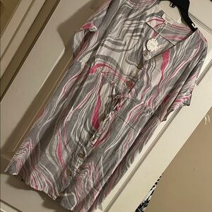 ODDY Gray and Pink Swirl Dress